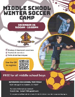 Middle School Winter Soccer Camp